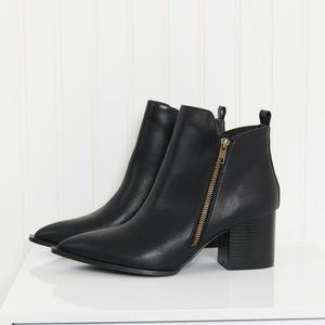 Qupid Sweet Aroma Zip-Up Pointed Toe Ankle Booties